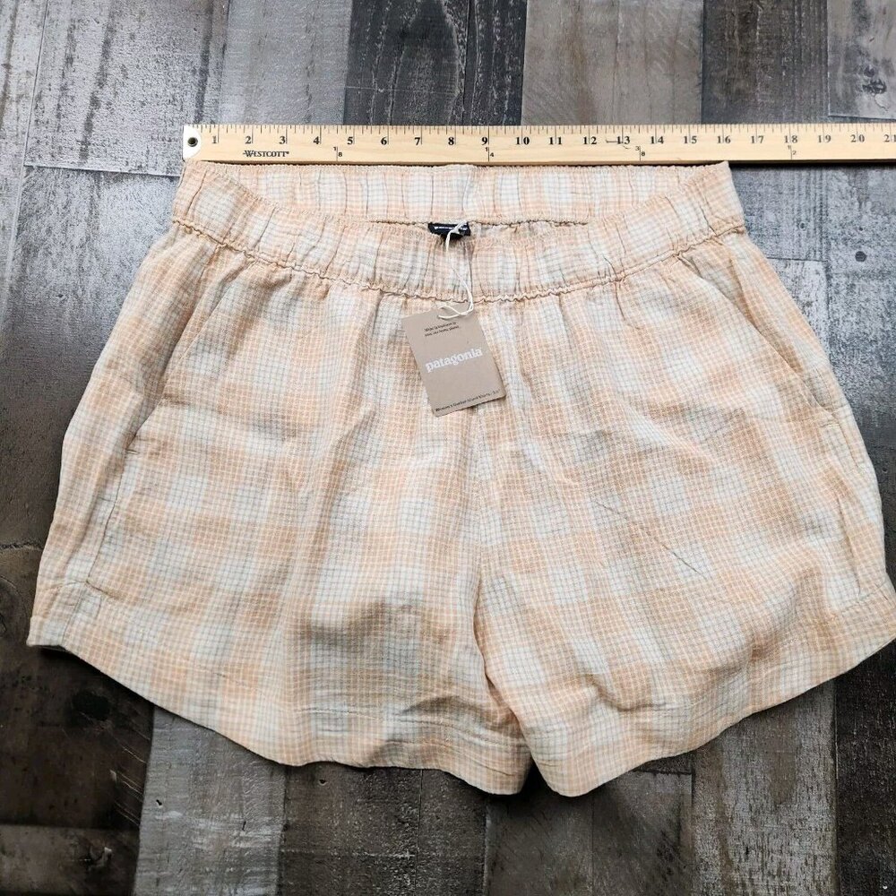 Womens Patagonia size L Large Garden Island Shorts 3 1/2" Plaid Hemp Baggies - Picture 3 of 5